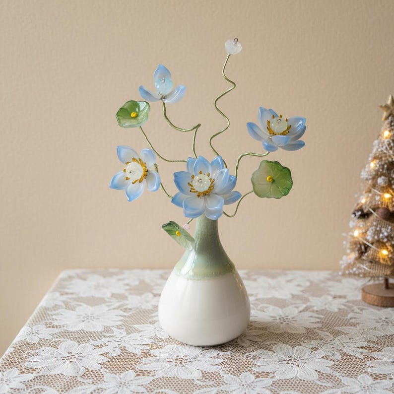 Blumenornament Mini Blüten Arrangement Schreibtisch Dekor Handgefertigt