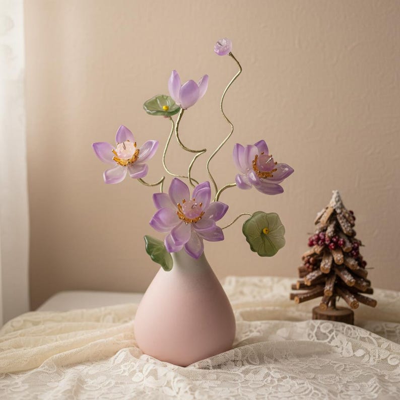 Blumenornament Mini Blüten Arrangement Schreibtisch Dekor Handgefertigt