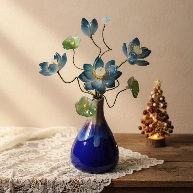 Blumenornament Mini Blüten Arrangement Schreibtisch Dekor Handgefertigt