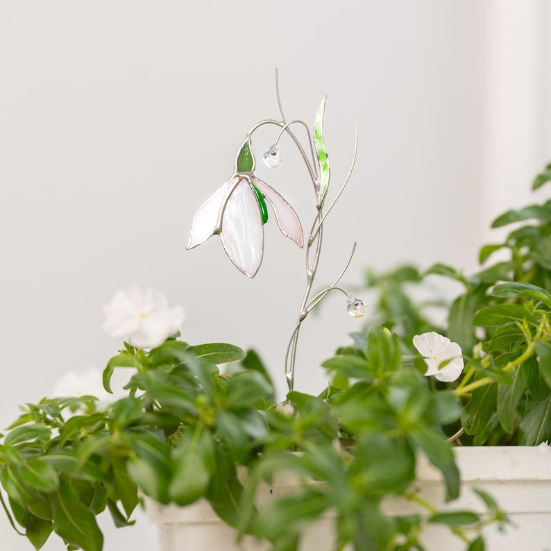 Schneeglöckchen Fensterbehang aus Glas - 3x9 Zoll - Sonnenfänger für Fenster und Pflanzen