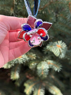 Multicolor Fuchsia Blume Glasmalerei Ornament Suncatcher Weihnachtsdeko 6x6 cm