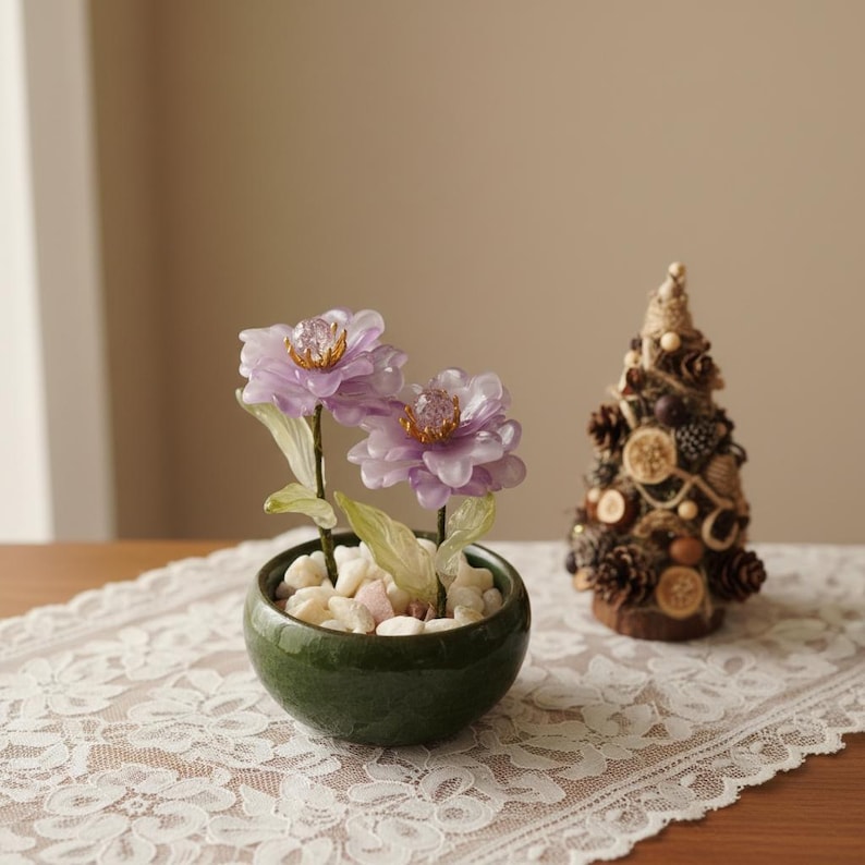Glas Peony Lotus Ornament, florale Tischdekoration, 6 cm, verschiedene Farben