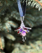 Multicolor Fuchsia Blume Glasmalerei Ornament Suncatcher Weihnachtsdeko 6x6 cm