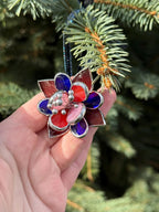 Multicolor Fuchsia Blume Glasmalerei Ornament Suncatcher Weihnachtsdeko 6x6 cm