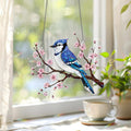 Blauhäher Glas Suncatcher, Acryl Hologramm Fensterschmuck, Kirschblüten Wand Kunst, Regenbogen Maker Dekor
