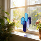 Glasmalerei Windspiel Suncatcher, buntes Glas, handgefertigt, Fensterdekoration