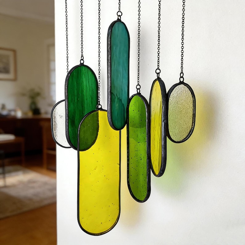 Glasmalerei Windspiel Suncatcher, buntes Glas, handgefertigt, Fensterdekoration