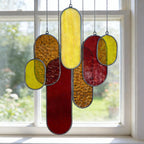 Glasmalerei Windspiel Suncatcher, buntes Glas, handgefertigt, Fensterdekoration
