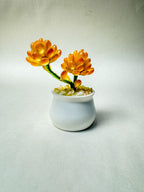 Handgefertigte Glasblume im Keramiktopf, Schreibtisch-Dekoration, 10 cm