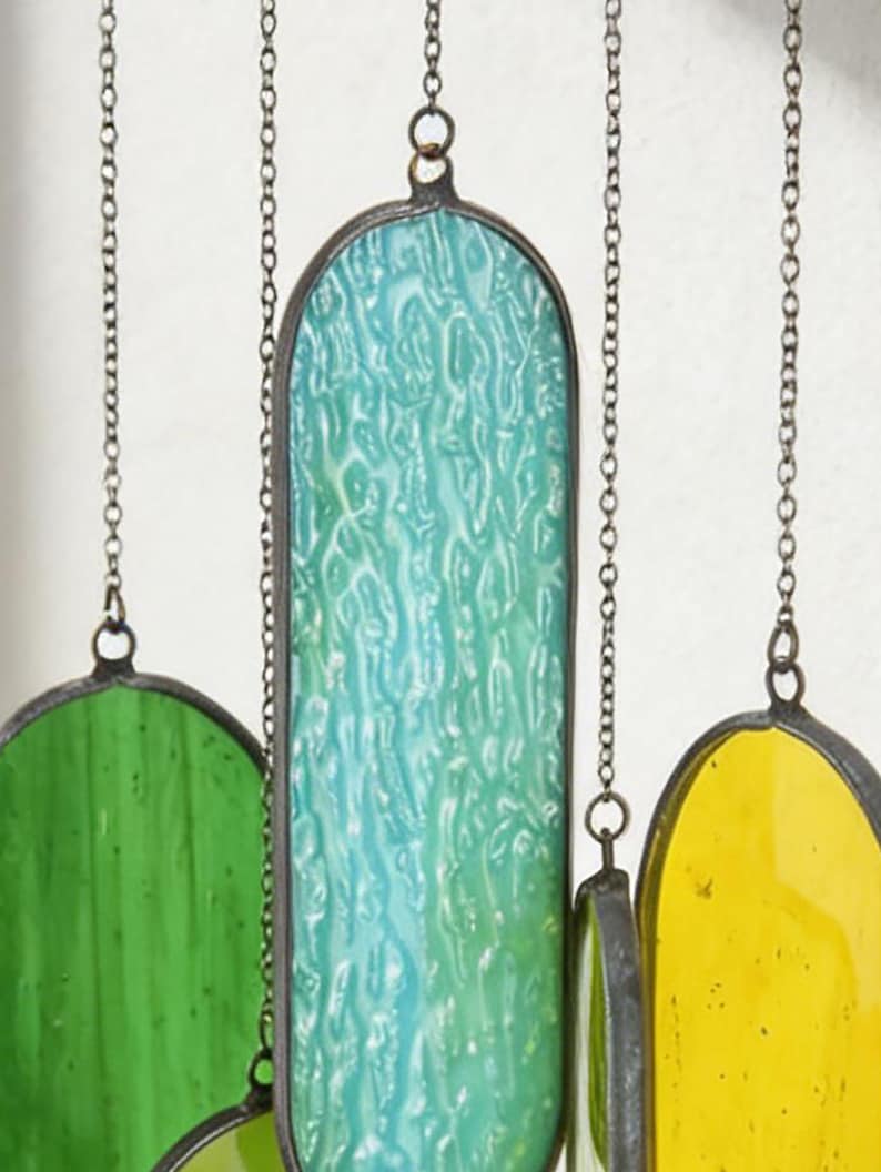 Glasmalerei Windspiel Suncatcher, buntes Glas, handgefertigt, Fensterdekoration