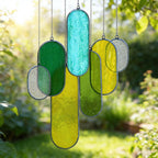 Glasmalerei Windspiel Suncatcher, buntes Glas, handgefertigt, Fensterdekoration