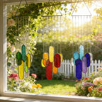 Glasmalerei Windspiel Suncatcher, buntes Glas, handgefertigt, Fensterdekoration