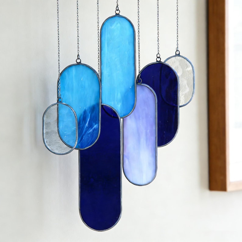 Glasmalerei Windspiel Suncatcher, buntes Glas, handgefertigt, Fensterdekoration
