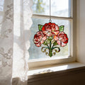 Nelken-Sonnenfänger aus Buntglas, floraler Fensterhänger, handgefertigt, 15 cm