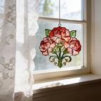 Nelken-Sonnenfänger aus Buntglas, floraler Fensterhänger, handgefertigt, 15 cm