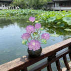 Blaue Lotusstil Glasblume mit Topf, Kunstglas Blumenskulptur, 20 cm Hoch