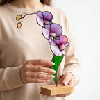 3D Glas Orchidee Tischplatte Dekor, Buntglas Floral Home Akzent, 26 cm