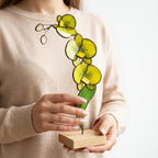 Glasmalerei-Gelb Orchidee Tischdekoration, 26 cm Höhe, heller Akzent
