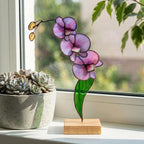3D Glas Orchidee Tischplatte Dekor, Buntglas Floral Home Akzent, 26 cm