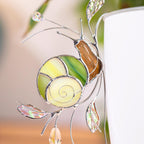 Gartenschnecke Buntglas Sonnenfänger mit Kristallen – 9,5 x 16,5 cm