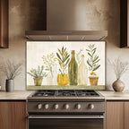 Olivenöl Kräuterglas Backsplash, Bauernhaus Küchenherd Splashback Wandkunst