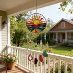 Acryl-Pfauen-Sonnenfänger aus Buntglas, Gartenwindspiel