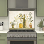 Olivenöl Kräuterglas Backsplash, Bauernhaus Küchenherd Splashback Wandkunst