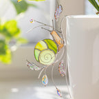 Gartenschnecke Buntglas Sonnenfänger mit Kristallen – 9,5 x 16,5 cm