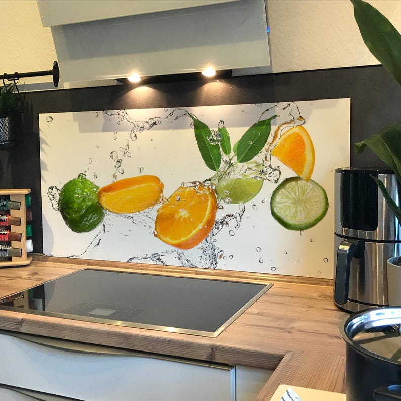 Spritzschutz Aluverbundplatte 3 mm Küchenrückwand Zitrusfrüchte Splash Hitzebeständig Wasserabweisend Pflegeleicht