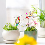 Glas Kolibri Pflanzenstecker Set – Handgefertigte Blumen-Dekoration für Zimmerpflanzen