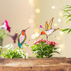 Glas Kolibri Pflanzenstecker Set – Handgefertigte Blumen-Dekoration für Zimmerpflanzen