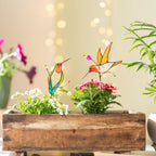 Glas Kolibri Pflanzenstecker Set – Handgefertigte Blumen-Dekoration für Zimmerpflanzen