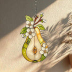 Birnenblüte Acryl Suncatcher Fensterschmuck, Obstscheibe mit Hängekette und Saugnapf
