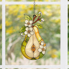 Birnenblüte Acryl Suncatcher Fensterschmuck, Obstscheibe mit Hängekette und Saugnapf