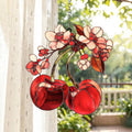 Kirschblüte Acryl Suncatcher Fensterschmuck mit roten Früchten, 3 mm, mit Kette und Saugnapf