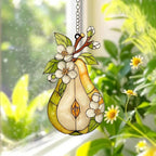 Birnenblüte Acryl Suncatcher Fensterschmuck, Obstscheibe mit Hängekette und Saugnapf