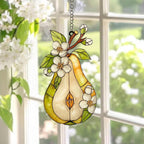 Birnenblüte Acryl Suncatcher Fensterschmuck, Obstscheibe mit Hängekette und Saugnapf