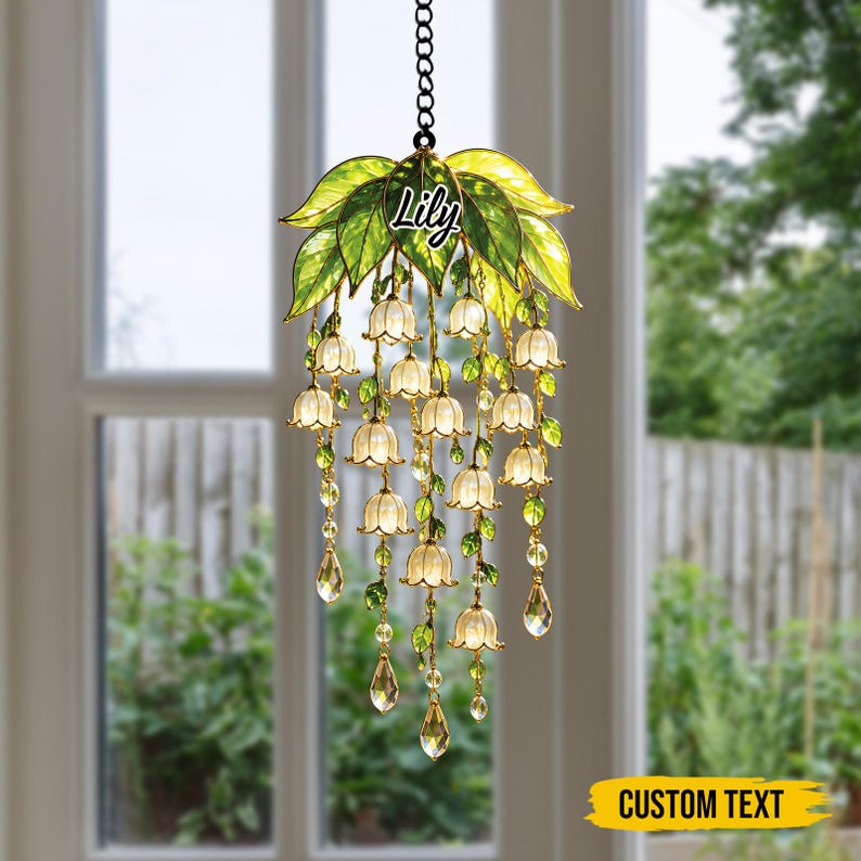 Maiglöckchen Suncatcher Faux Buntglas Blumenfensterbehang 3mm Harz Acryl