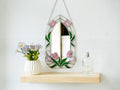 Glasmalerei Tulip Spiegel - Gothic Arch Floral Wanddekoration mit Kette