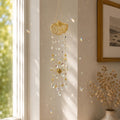 Ginkgo Kristall Windspiel Suncatcher Fenster Deko Gold Prisma Hänge Deko für Zuhause Garten