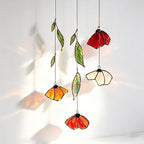 Herbst Mohn Blatt Glas Lichtfänger Handgemachtes Blumen Windspiel Terrassenfenster Deko