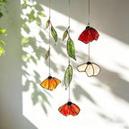 Herbst Mohn Blatt Glas Lichtfänger Handgemachtes Blumen Windspiel Terrassenfenster Deko