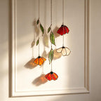 Herbst Mohn Blatt Glas Lichtfänger Handgemachtes Blumen Windspiel Terrassenfenster Deko
