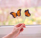 Monarchfalter-Pflanzenstecker aus Buntglas, 2er-Set, Sonnenfänger-Innendekoration