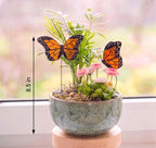 Monarchfalter-Pflanzenstecker aus Buntglas, 2er-Set, Sonnenfänger-Innendekoration