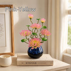 Blaue Lotusstil Glasblume mit Topf, Kunstglas Blumenskulptur, 20 cm Hoch