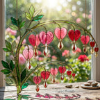 Handgefertigtes Acryl-Fensterbild mit Blutendem Herz, Bunte Florale Glasmalerei-Imitation