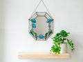 Buntglas-Wandspiegel mit Mohnblumenmuster, Landhausstil Wohndeko
