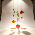 Herbst Mohn Blatt Glas Lichtfänger Handgemachtes Blumen Windspiel Terrassenfenster Deko