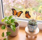Monarchfalter-Pflanzenstecker aus Buntglas, 2er-Set, Sonnenfänger-Innendekoration